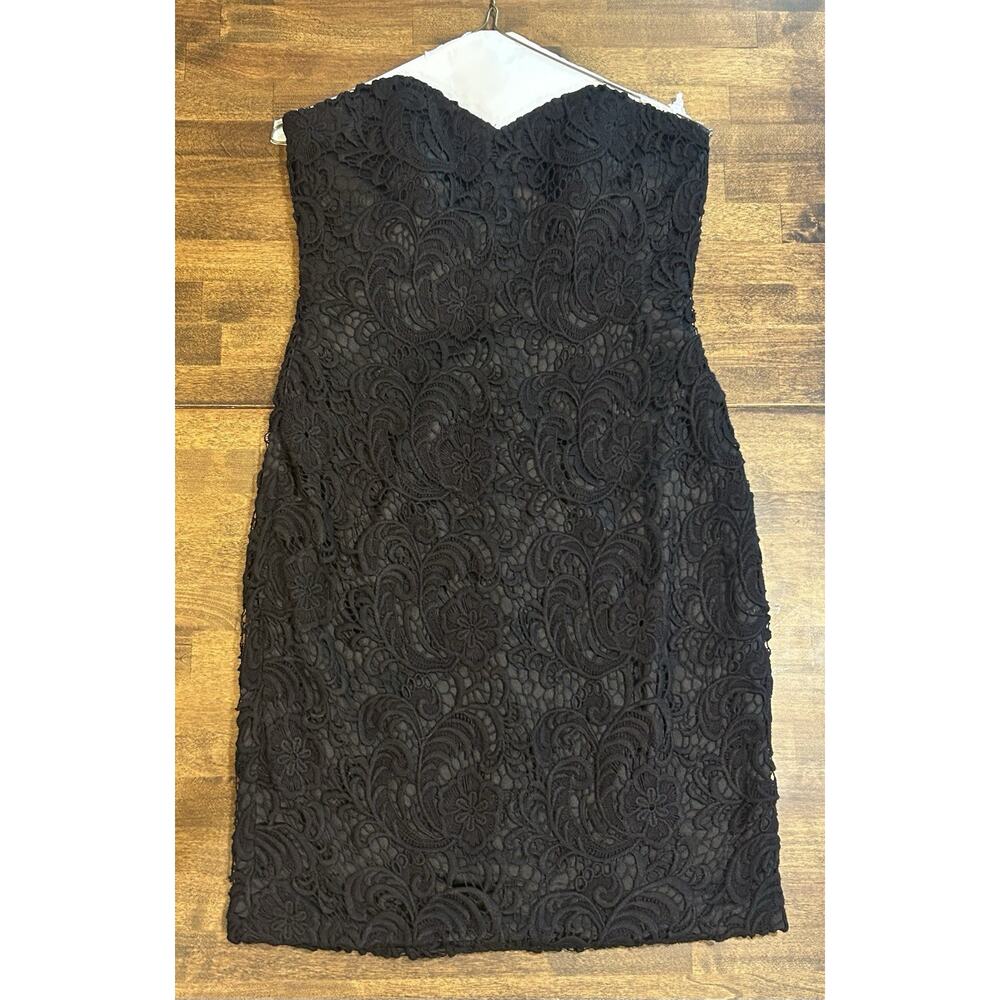 Theia Dress Size 4 Strapless Bustier Lace Mini Dress Black